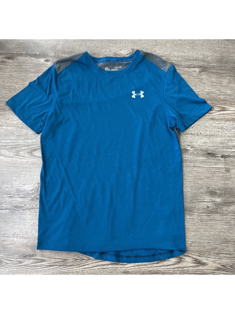 Under Armour Heatgear Run T-Shirt Mens Small Blue Mesh Panel Athletic